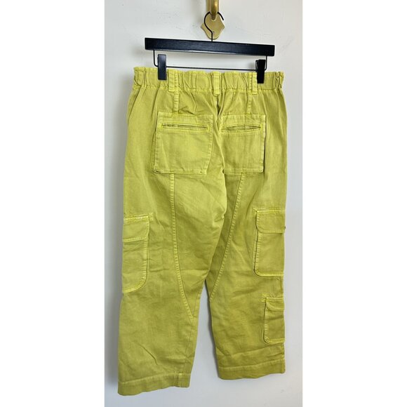 FREE PEOPLE Tahiti Herringbone Cargo Pants in Citronelle Size Small - Picture 5 of 11